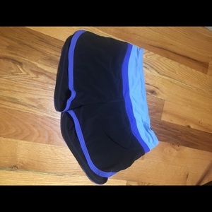 Black with blue stripes, 4” groovy shorts, size 6